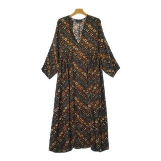 イザベルマラン(Isabel Marant)のISABEL MARANT ワンピース 34(XXS位) 黒x茶x黄等(総柄) 【古着】【中古】(ひざ丈ワンピース)