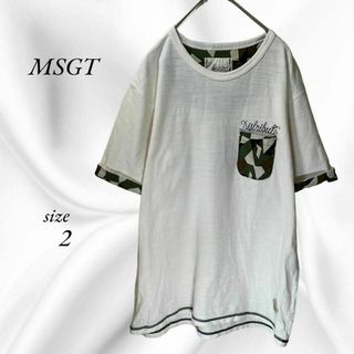 【MSGD】半袖Tシャツ　カジュアルシャツ　カットソー　袖口、ポケット　迷彩　M(Tシャツ/カットソー(半袖/袖なし))