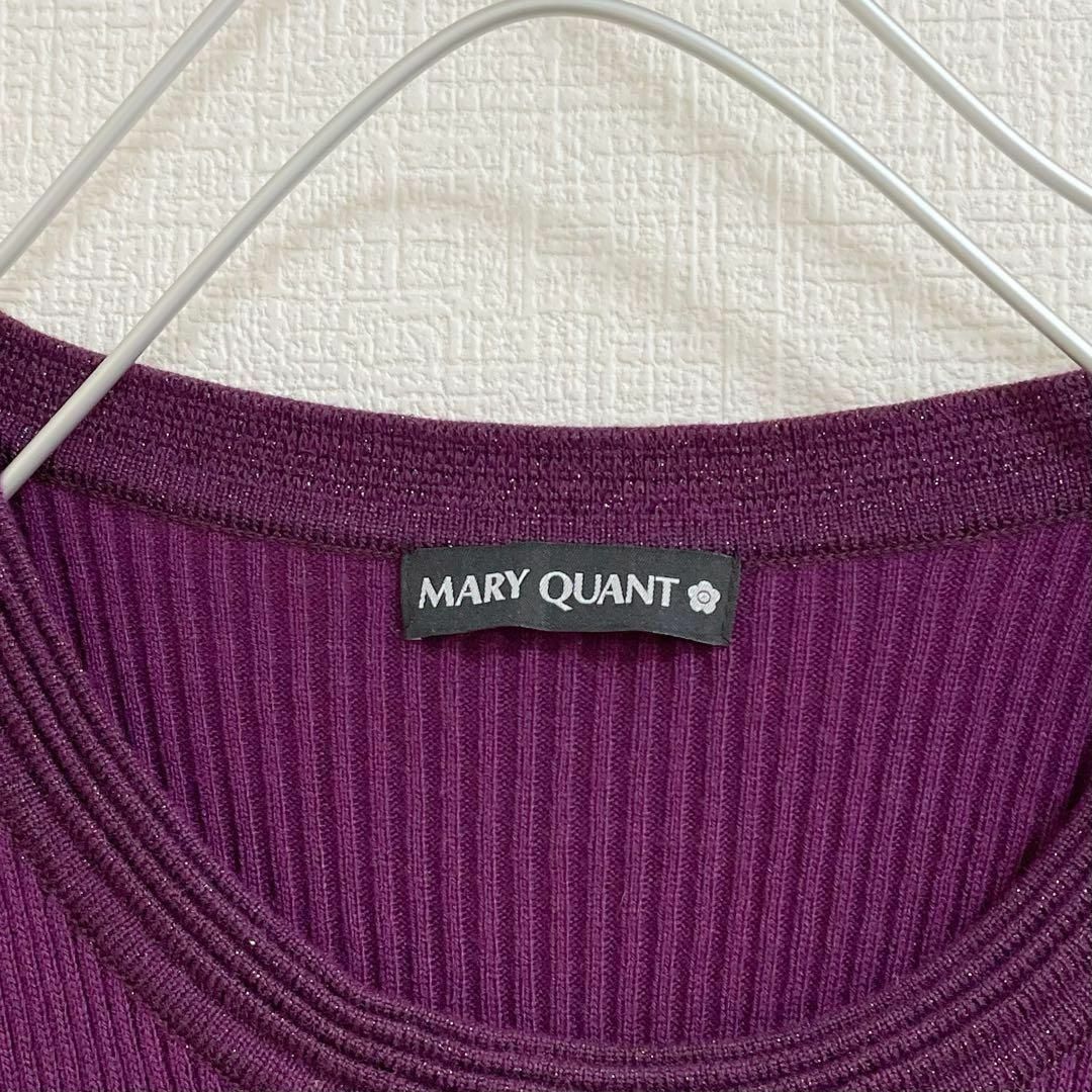 MARY QUANT(マリークワント)のマリークワント　ニット　紫　ラメ　花柄　上品　春　トップス　日本製 レディースのトップス(カットソー(半袖/袖なし))の商品写真