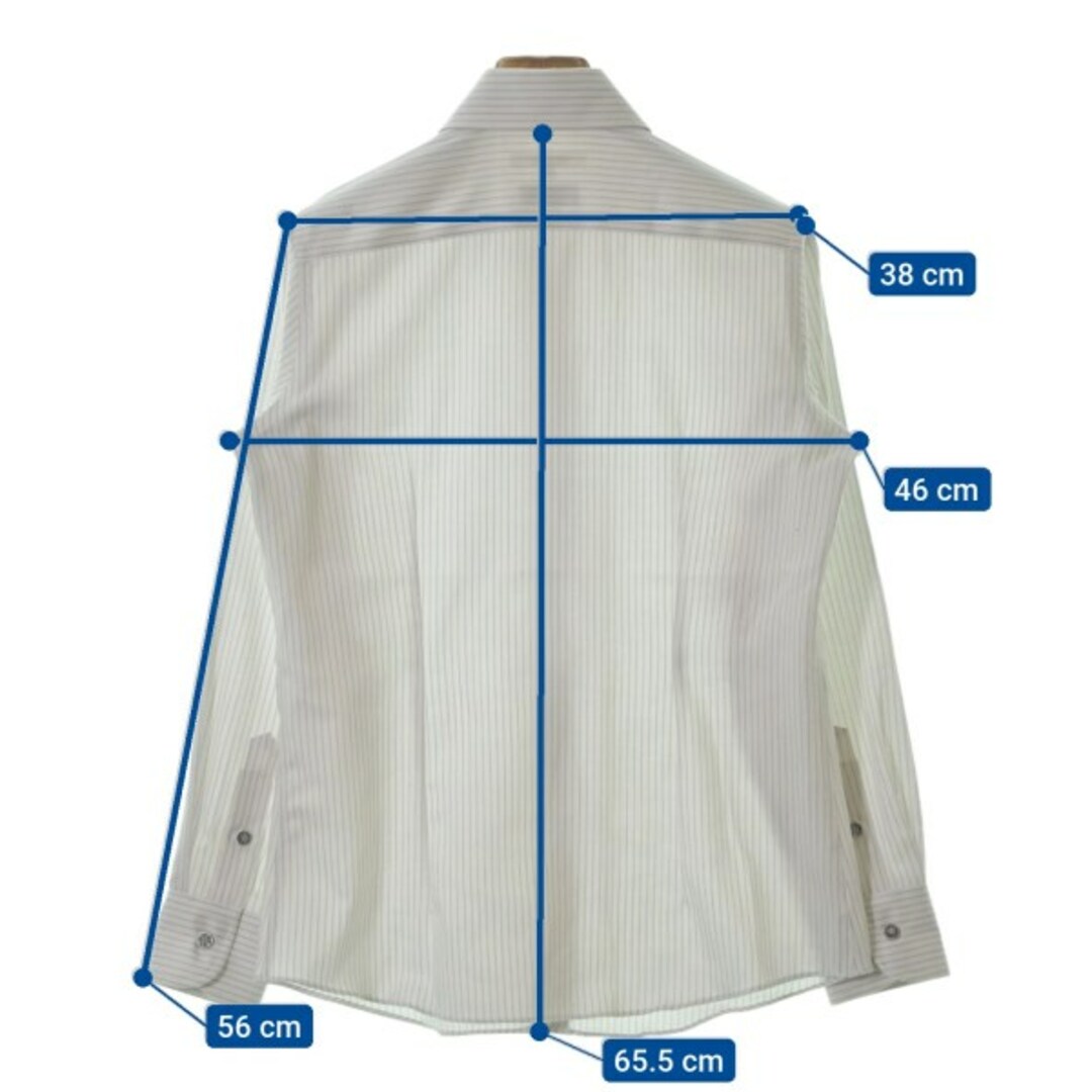 CHOYA チョーヤ ドレスシャツ 2(M位) 白系x黒系(ストライプ) 【古着】【中古】 レディースのトップス(シャツ/ブラウス(長袖/七分))の商品写真