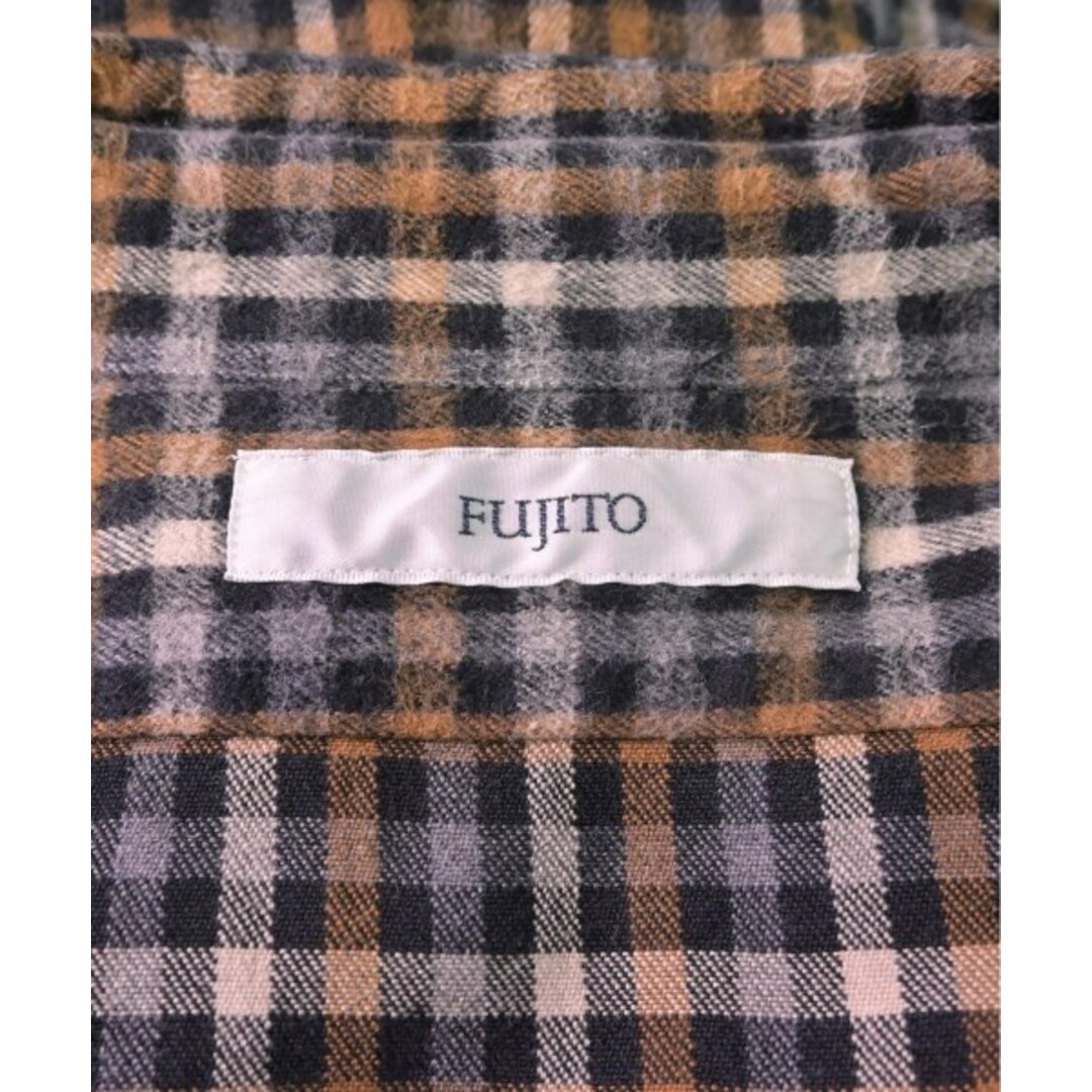 FUJITO(フジト)のFUJITO カジュアルシャツ 2(M位) ベージュx黒x茶等(チェック) 【古着】【中古】 メンズのトップス(シャツ)の商品写真