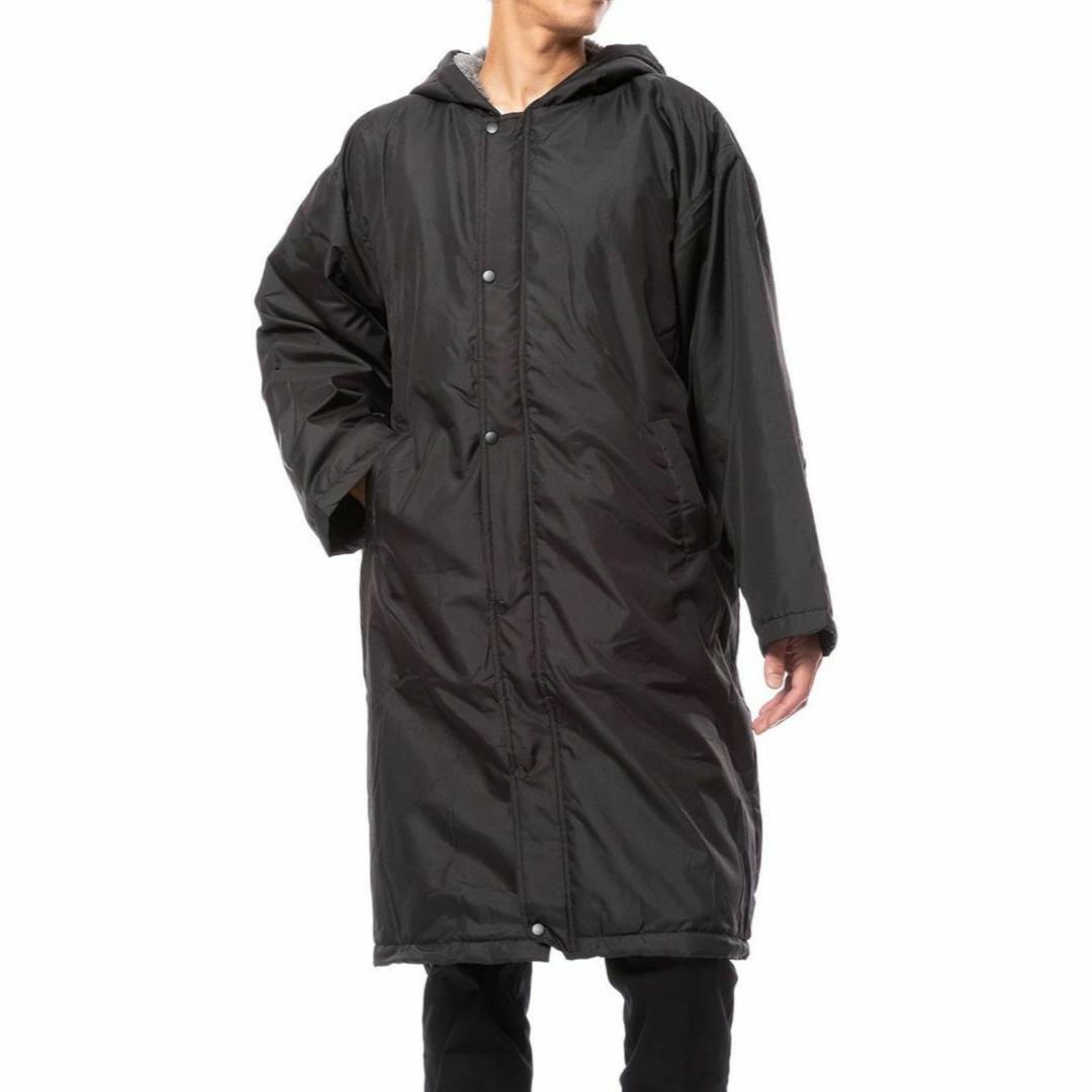 男女兼用　ベンチコート　 裏ボア 防寒着 ロング丈 ロングコート ブラック　LL メンズのジャケット/アウター(その他)の商品写真