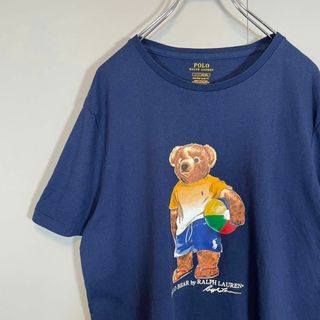 ラルフローレン(Ralph Lauren)の【オーバーサイズ、人気ポロベア】ラルフローレン古着Tシャツ紺ビッグプリントL夏(Tシャツ/カットソー(半袖/袖なし))