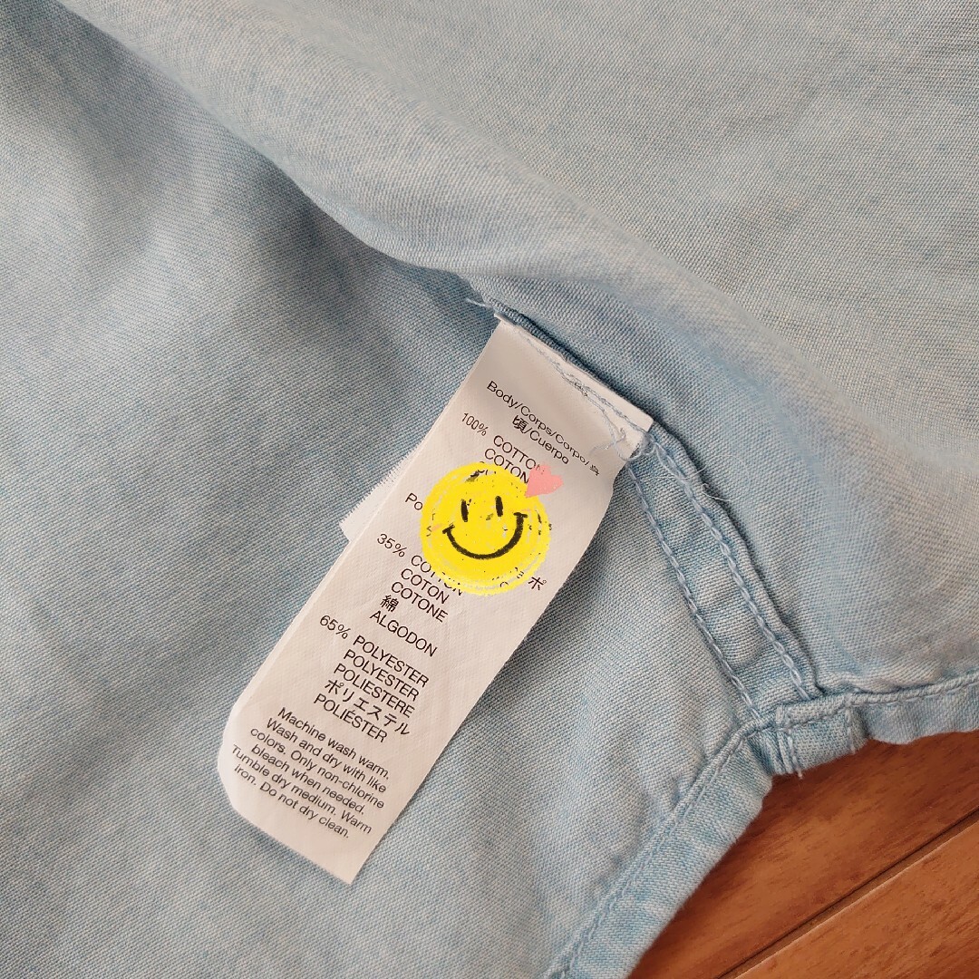 babyGAP(ベビーギャップ)の最終価格 ベビーギャップ 長袖シャツ デニムシャツ 水色 ストライプ 90 キッズ/ベビー/マタニティのキッズ服男の子用(90cm~)(カーディガン)の商品写真