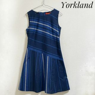 Yorkland - ヨークランド　ワンピース　青　ひざ丈　日本製　ノースリーブ　ブルー