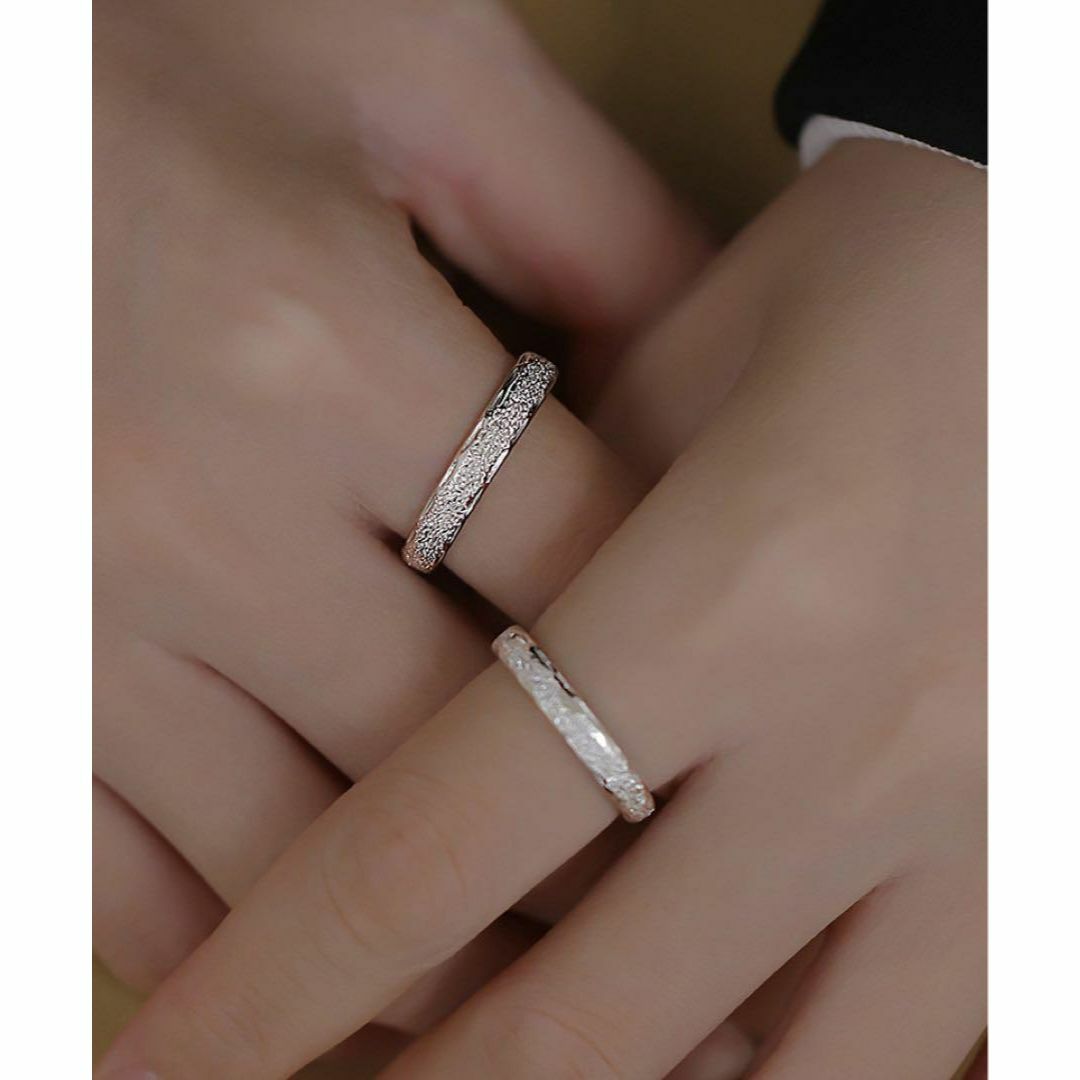 AR0040【２点セット】ペアリング 指輪 S925 恋人 夫婦 カップル レディースのアクセサリー(リング(指輪))の商品写真