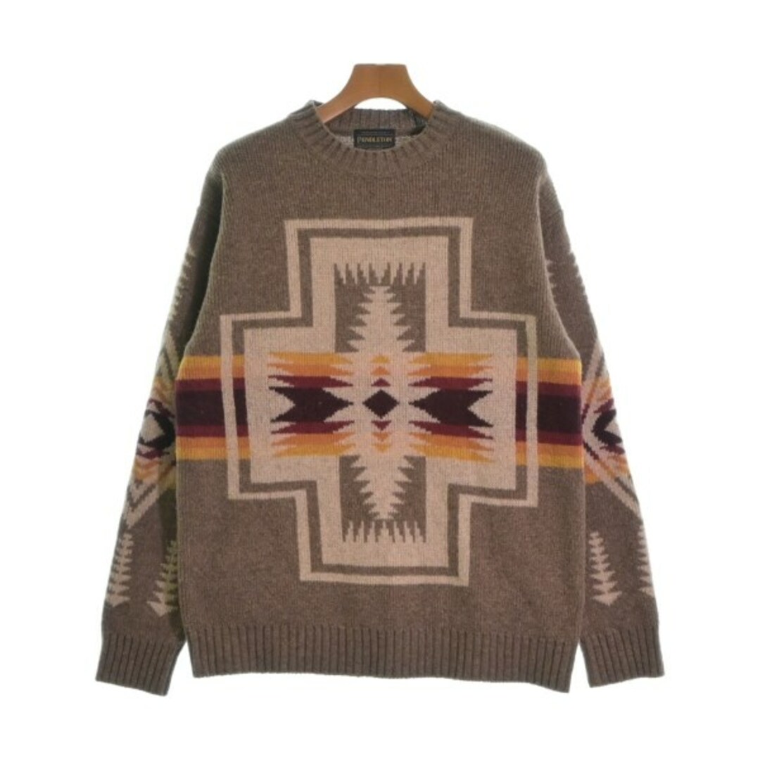 PENDLETON(ペンドルトン)のPENDLETON ペンドルトン カーディガン L 茶xベージュx赤等(総柄) 【古着】【中古】 メンズのトップス(カーディガン)の商品写真