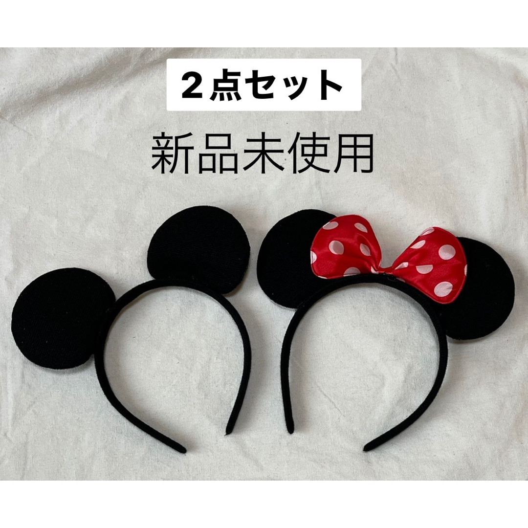 カチューシャ　　2点セット　ミミ　リボン　仮装　コスプレ レディースのヘアアクセサリー(カチューシャ)の商品写真