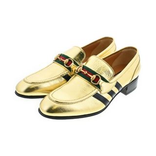 グッチ(Gucci)のGUCCI ビジネス・ドレスシューズ 10(28.5cm位) ゴールドx黒x緑 【古着】【中古】(ドレス/ビジネス)