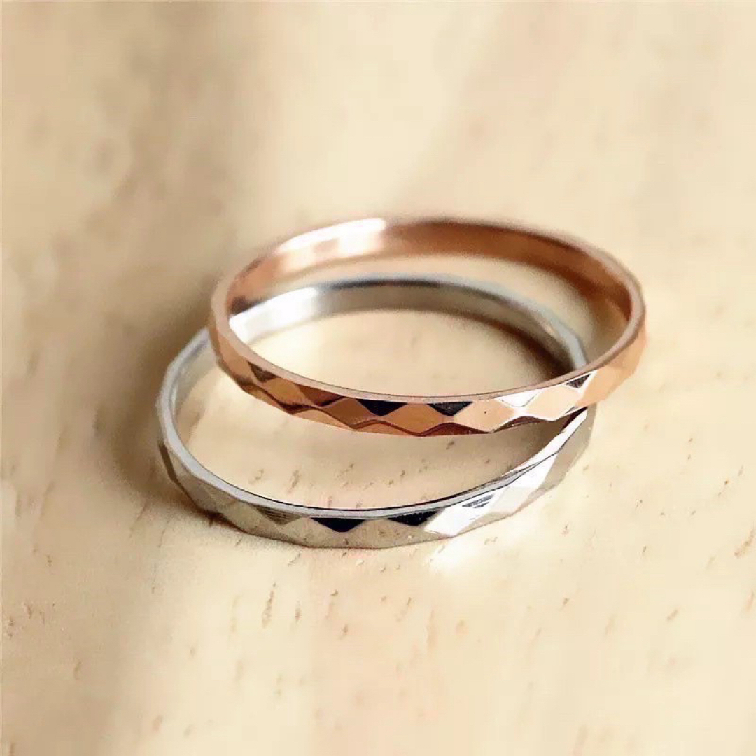 ペアリング カットリング ステンレスチェーン ステンレス指輪 ピンキーリング レディースのアクセサリー(リング(指輪))の商品写真