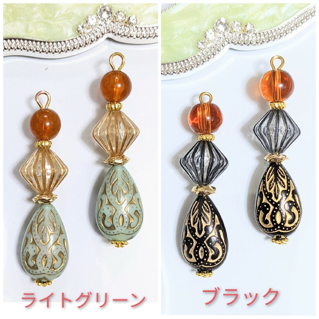 【580】ハンドメイド　ピアス　イヤリング　アンティーク　雫形 ハンドメイドのアクセサリー(ピアス)の商品写真