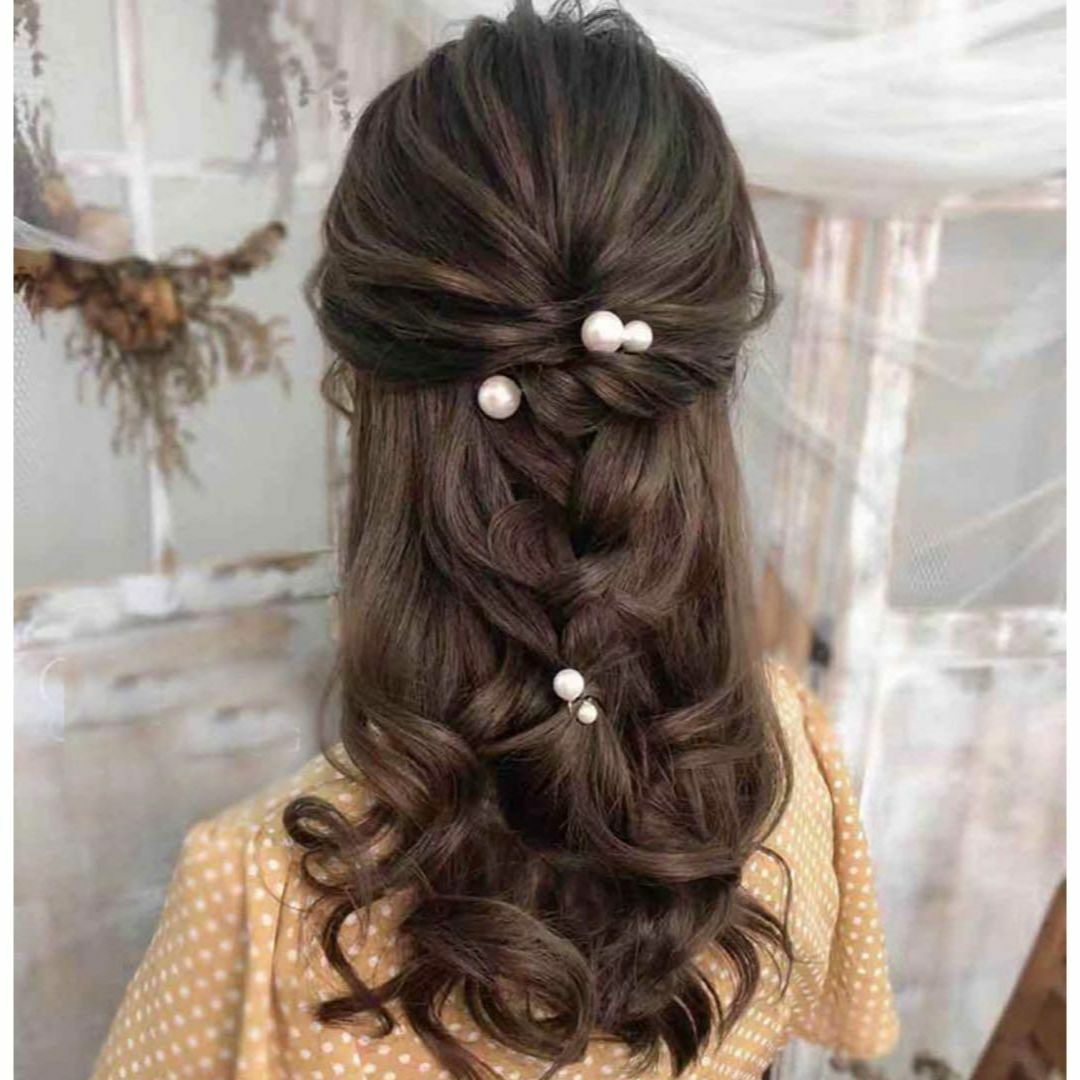 パールUピン 18本セット ヘアピン ヘアアクセサリー 結婚式 まとめ髪 レディースのヘアアクセサリー(ヘアピン)の商品写真