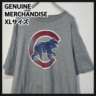 【MLB】半袖Tシャツ　シカゴカブス　グレー　デカロゴ　ビッグロゴ　XL　F9(Tシャツ/カットソー(半袖/袖なし))