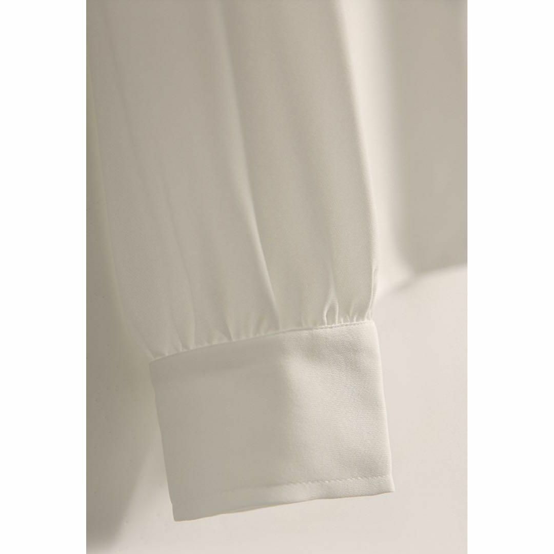 リボンタイ ブラウス Lフォーマル シフォン ビジネス 白 上品 面接 入学式 レディースのトップス(シャツ/ブラウス(長袖/七分))の商品写真