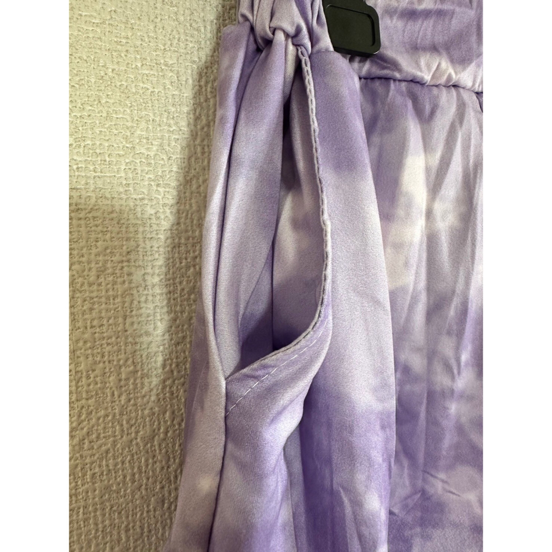 セットアップ ルームウェア 上下 韓国 タイダイ柄 パープル 半袖 短パン XL レディースのルームウェア/パジャマ(ルームウェア)の商品写真