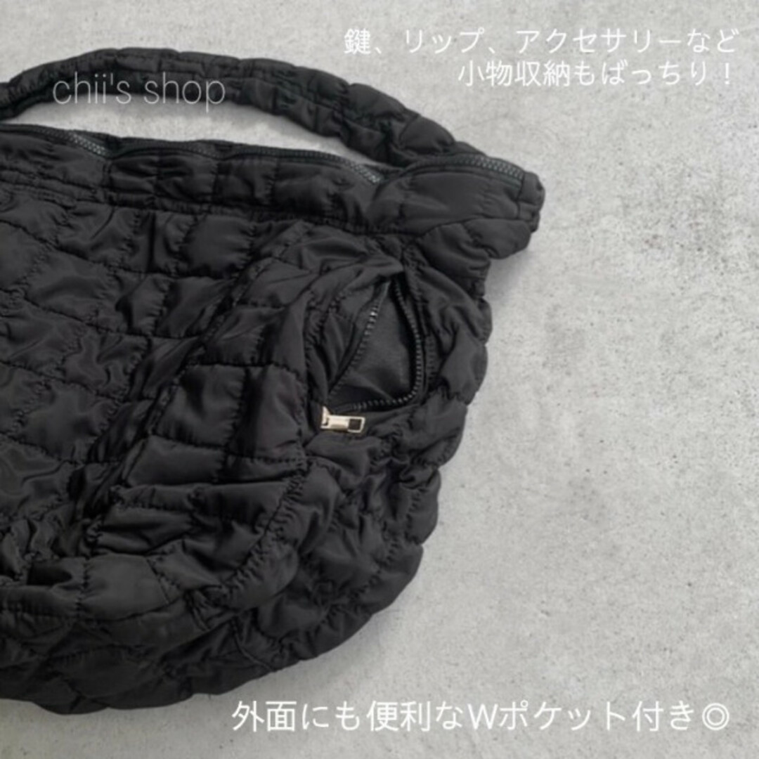 キルティング ビッグショルダーバッグ ブラック 黒 大容量 海外通販 男女兼用 レディースのバッグ(ショルダーバッグ)の商品写真