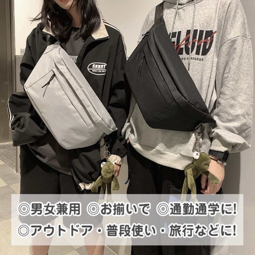 ボディバッグ 韓国男子 韓国バッグ 男女兼用 通学 グレー メンズ ストリート レディースのバッグ(ボディバッグ/ウエストポーチ)の商品写真