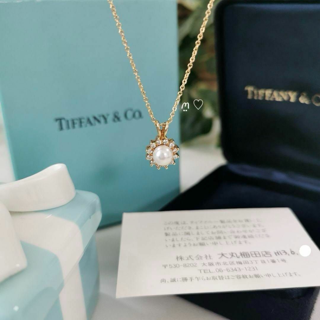 Tiffany & Co.(ティファニー)のティファニー　パールダイヤモンドネックレス　Ꮶ18ゴールド　あこや真珠 レディースのアクセサリー(ネックレス)の商品写真