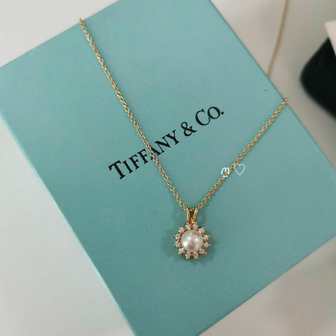 Tiffany & Co.(ティファニー)のティファニー　パールダイヤモンドネックレス　Ꮶ18ゴールド　あこや真珠 レディースのアクセサリー(ネックレス)の商品写真