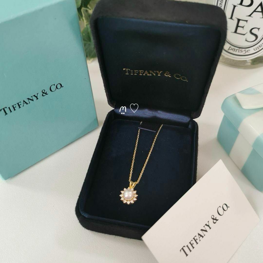 Tiffany & Co.(ティファニー)のティファニー　パールダイヤモンドネックレス　Ꮶ18ゴールド　あこや真珠 レディースのアクセサリー(ネックレス)の商品写真