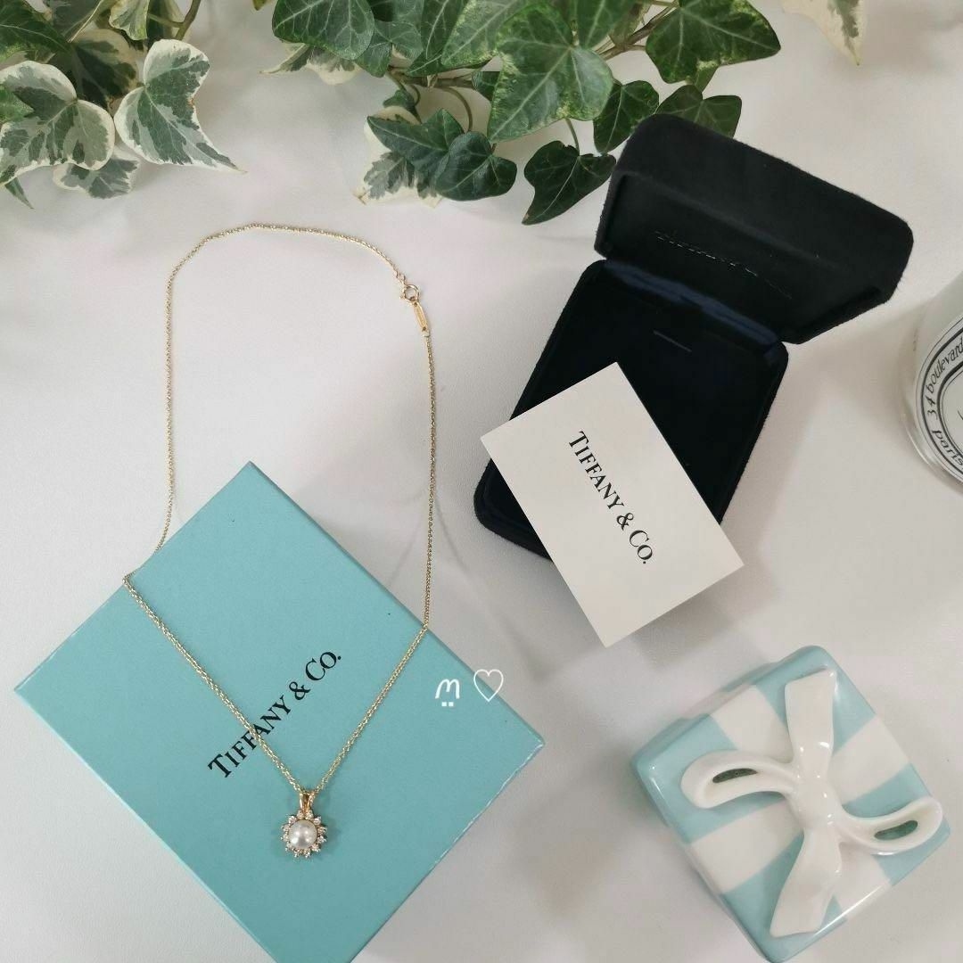 Tiffany & Co.(ティファニー)のティファニー　パールダイヤモンドネックレス　Ꮶ18ゴールド　あこや真珠 レディースのアクセサリー(ネックレス)の商品写真