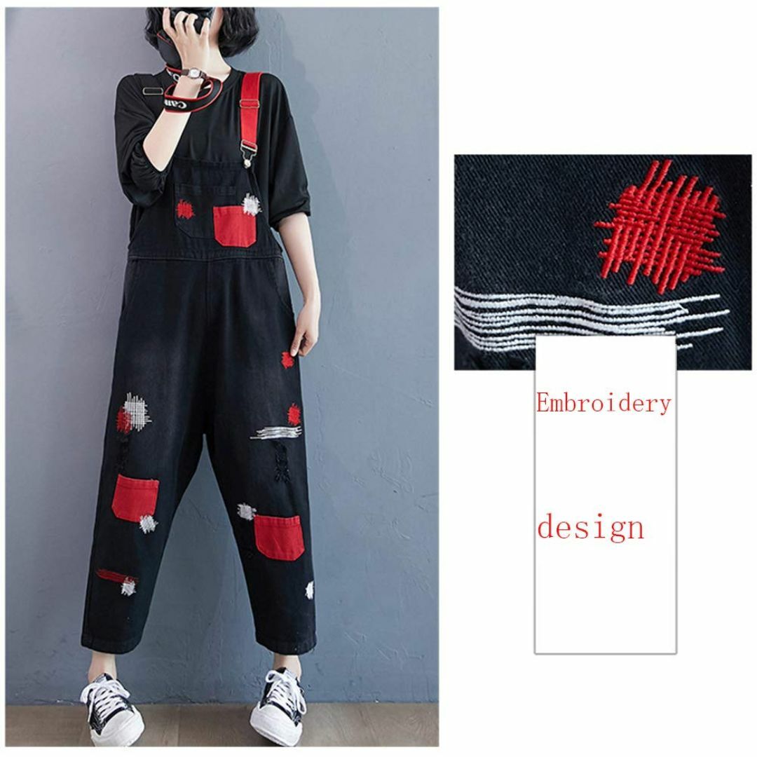 【色: 485ブラック】[Idopy] レディース Bib Overalls 刺 レディースのファッション小物(その他)の商品写真