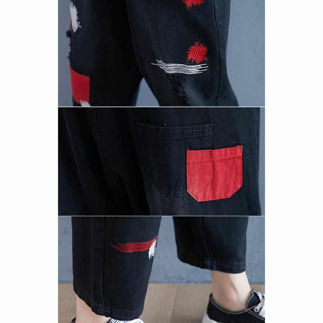 【色: 485ブラック】[Idopy] レディース Bib Overalls 刺 レディースのファッション小物(その他)の商品写真