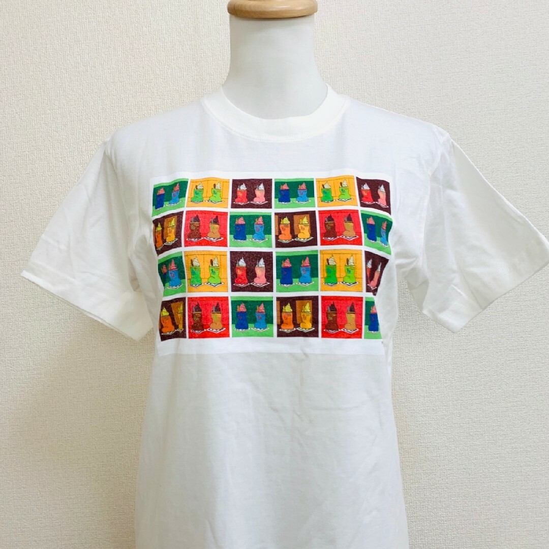 orgabits　半袖カットソー　S　ホワイト　レッド　グリーン　綿100% レディースのトップス(Tシャツ(半袖/袖なし))の商品写真