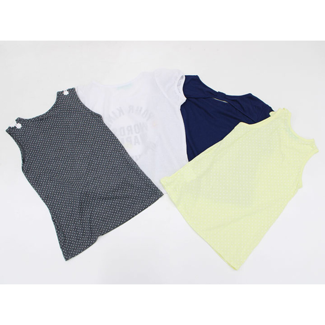 Lindsay(リンジィ)の【夏物 新入荷!】▲リンジィ/lindsay▲150cm 半袖Tシャツ/半袖カットソー＆タンクトップセット2点set 白グレー×紺黄【中古】【ネット限定】子供 キッズ kids ジュニア 女の子 夏 tops 524042 キッズ/ベビー/マタニティのキッズ服女の子用(90cm~)(Tシャツ/カットソー)の商品写真