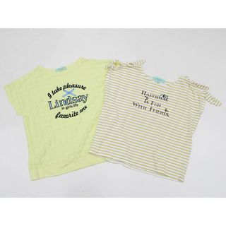 リンジィ(Lindsay)の【夏物 新入荷!】▲リンジィ/lindsay▲150cm 半袖Tシャツ/半袖カットソー2枚set 黄×白系ボーダースヌーピーコラボ【中古】【ネット限定】子供 キッズ kids ジュニア 女の子 夏 tops 524042(Tシャツ/カットソー)