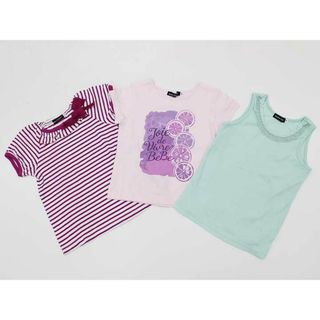 ベベ(BeBe)の【夏物 新入荷!】＜ベベ/bebe＞110cm タンクトップ＆半袖Tシャツ/半袖カットソー3点set 紫＆ミントグリーン＆ピンク【中古】【ネット限定】子供 キッズ kids 女の子 夏 tops 624042(Tシャツ/カットソー)