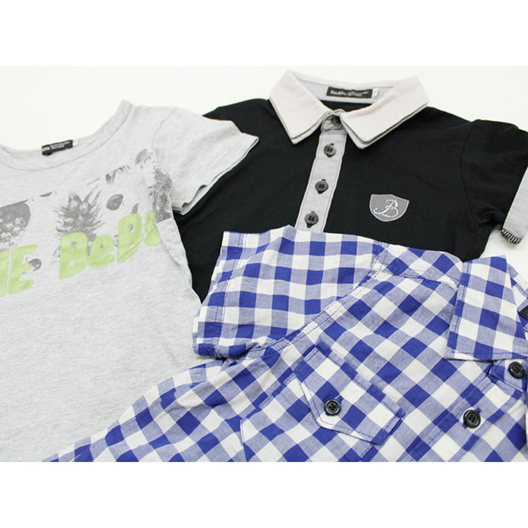 BeBe(ベベ)の【夏物 新入荷!】〔ベベ/BeBe〕110cm 半袖Tシャツ＆シャツ＆ポロシャツ3点set 黒&グレー＆青【中古】【ネット限定】子供服 キッズ kids 男の子 夏 tops 424042 キッズ/ベビー/マタニティのキッズ服女の子用(90cm~)(Tシャツ/カットソー)の商品写真