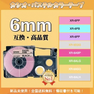 CASIO カシオ ネームランド XRラベルテープ互換6mmＸ8m ピンク4個(オフィス用品一般)