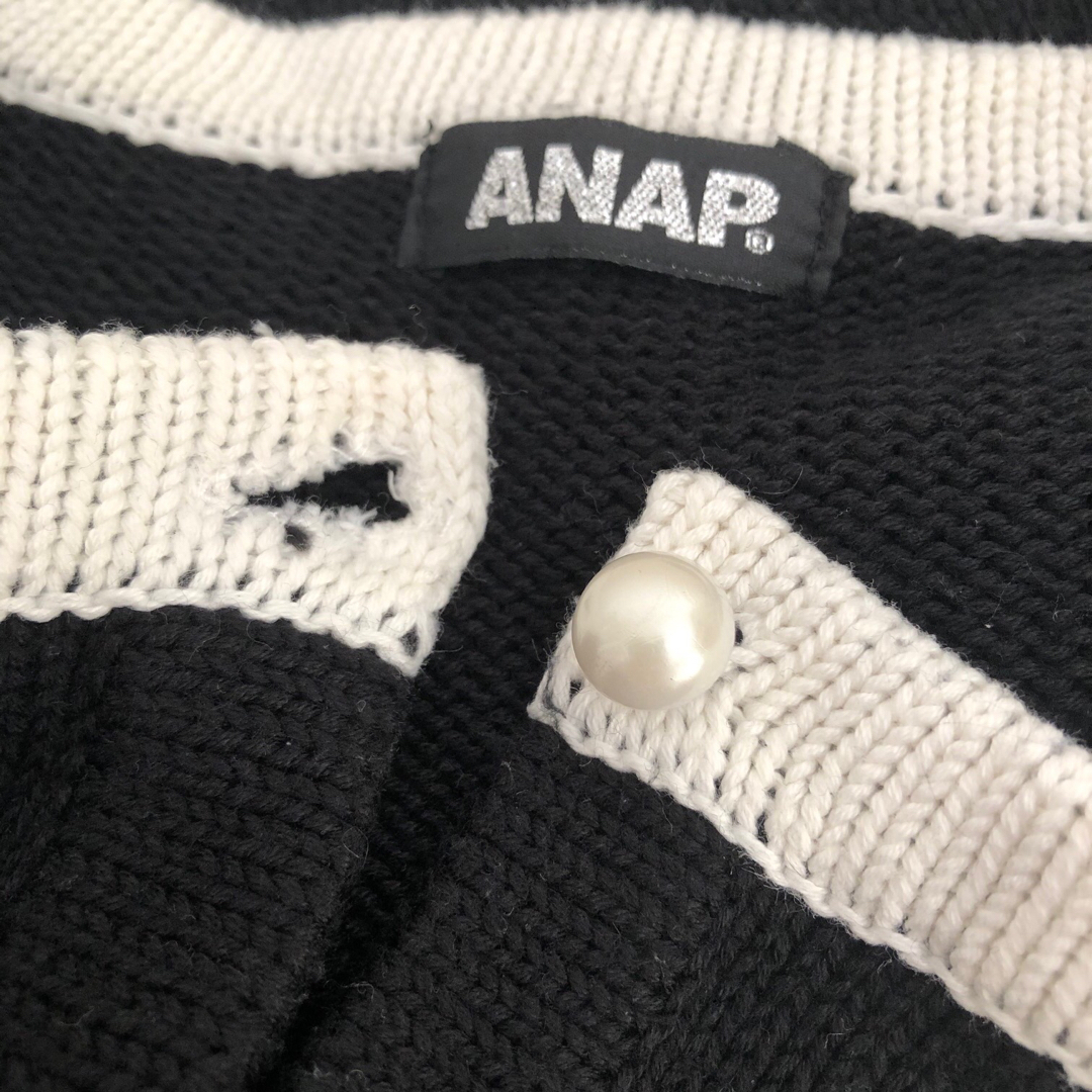 ANAP(アナップ)の【最終出品】ANAP パール ノーカラー ニット ジャケット カーディガン レディースのトップス(カーディガン)の商品写真