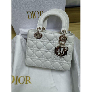 クリスチャンディオール(Christian Dior)のDIOR レディディオール ミディアムバッグ ホワイト(ハンドバッグ)