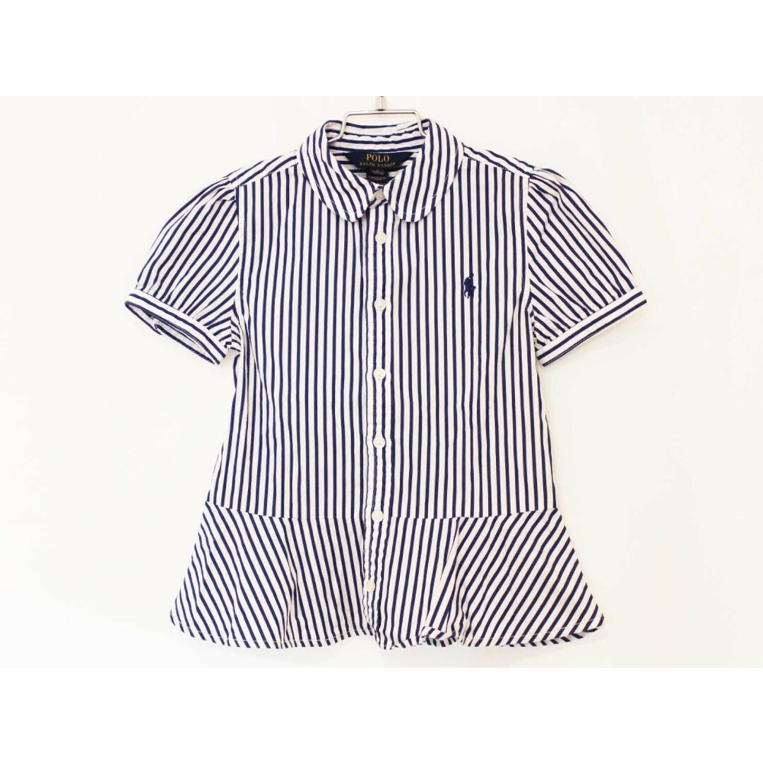 Ralph Lauren(ラルフローレン)の【夏物 新入荷!】[ラルフローレン/Ralph Lauren]120cm 半袖ブラウス/半袖シャツ 白×紺【中古】子供服 キッズ kids 女の子 夏 tops 624042 キッズ/ベビー/マタニティのベビー服(~85cm)(シャツ/カットソー)の商品写真