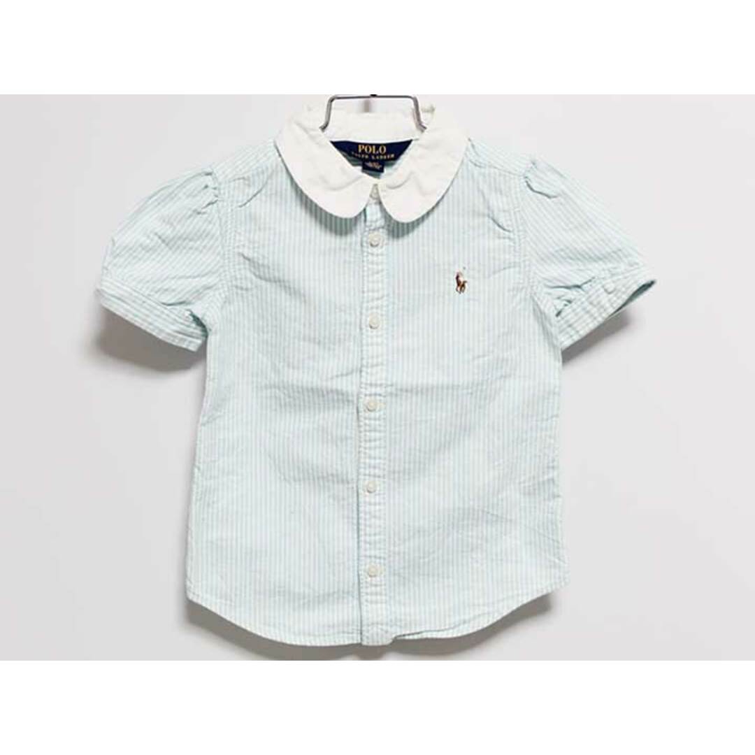 Ralph Lauren(ラルフローレン)の【夏物 新入荷!】‡ラルフローレン/Ralph Lauren‡110cm 半袖ブラウス/シャツ 白×ブルー【中古】子供服 キッズ kids 女の子 夏 tops 624042 キッズ/ベビー/マタニティのベビー服(~85cm)(シャツ/カットソー)の商品写真