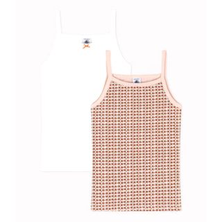 PETIT BATEAU - 新品未使用  プチバトー  10a キャミソール2枚組  赤茶花柄