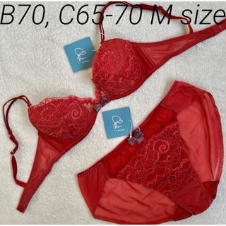 シュットインティメイツ(Chut! INTIMATES)のchut! レッド L字ワイヤー B70, C65-70ビキニM 未使用新品(ブラ&ショーツセット)