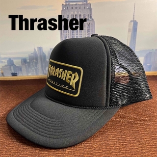 スラッシャー(THRASHER)のthrasher スナップバック キャップ ブラック×ゴールド OTTO 帽子(キャップ)