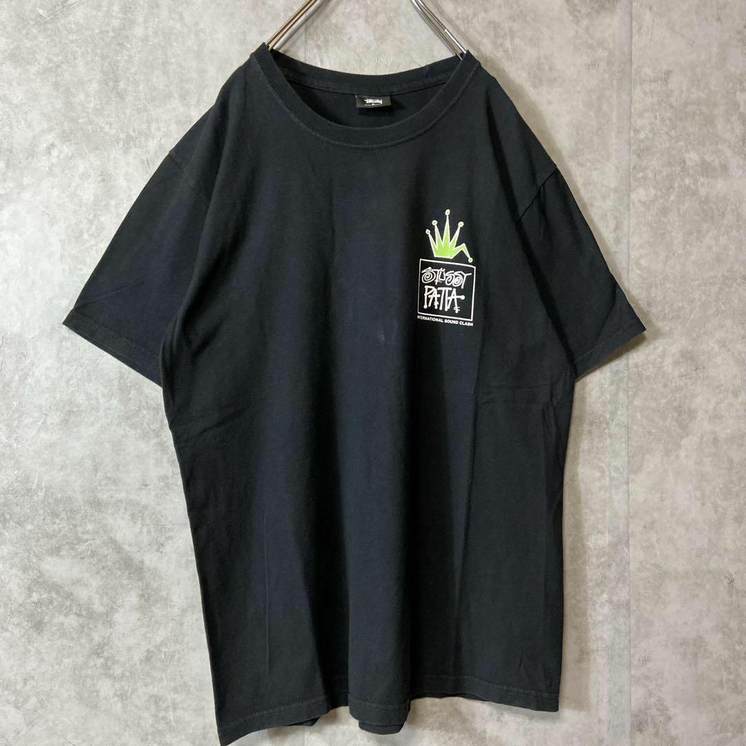 STUSSY(ステューシー)の【メキシコ製、クラウンロゴ】stussy両面プリントロゴ古着Tシャツ黒sk8M メンズのトップス(Tシャツ/カットソー(半袖/袖なし))の商品写真