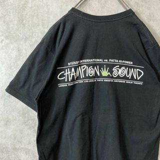 STUSSY - 【メキシコ製、クラウンロゴ】stussy両面プリントロゴ古着Tシャツ黒sk8M