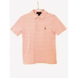 ラルフローレン(Ralph Lauren)の【夏物 新入荷!】[ラルフローレン/Ralph Lauren]140cm 半袖ポロシャツ ピンク×白【中古】子供服 キッズ kids ジュニア 男の子 女の子 夏 tops 624042(その他)