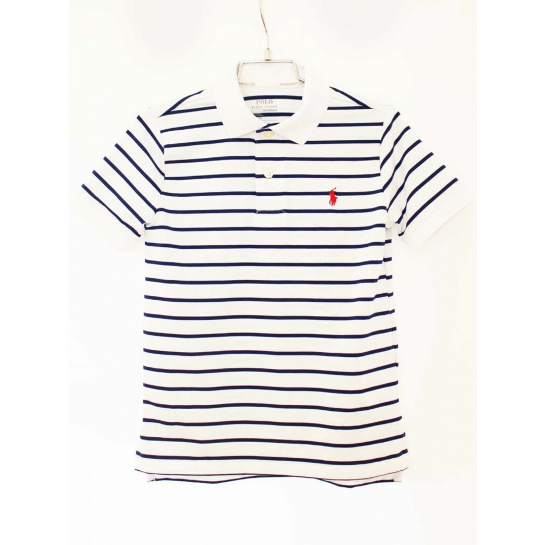 Ralph Lauren(ラルフローレン)の【夏物 新入荷!】[ラルフローレン/Ralph Lauren]110cm 半袖ポロシャツ 白×紺【中古】子供服 キッズ kids 男の子 夏 tops 624042 キッズ/ベビー/マタニティのベビー服(~85cm)(その他)の商品写真