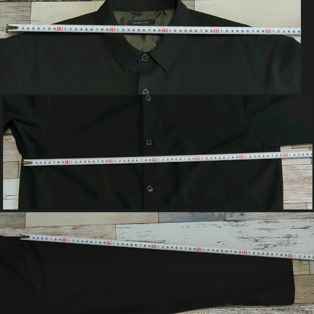 GLOBAL WORK(グローバルワーク)のレギュラーカラー・シャツジャケット　ブラック　L サイズ　 イージーケア メンズのトップス(シャツ)の商品写真