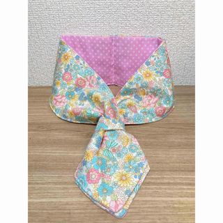 ハンドメイド【リボン＆お花柄のネッククーラー】(スカーフ)