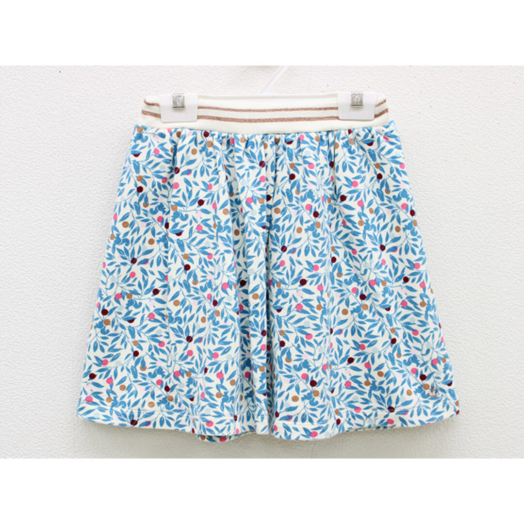 PETIT BATEAU(プチバトー)の【夏物 新入荷!】▲プチバトー/PETIT BATEAU▲140cm(10ans) スカート 白×ブルー系 ドット＆ボタニカル柄【中古】子供服 キッズ kids ジュニア 女の子 春夏 bottoms 524042 キッズ/ベビー/マタニティのキッズ服女の子用(90cm~)(スカート)の商品写真