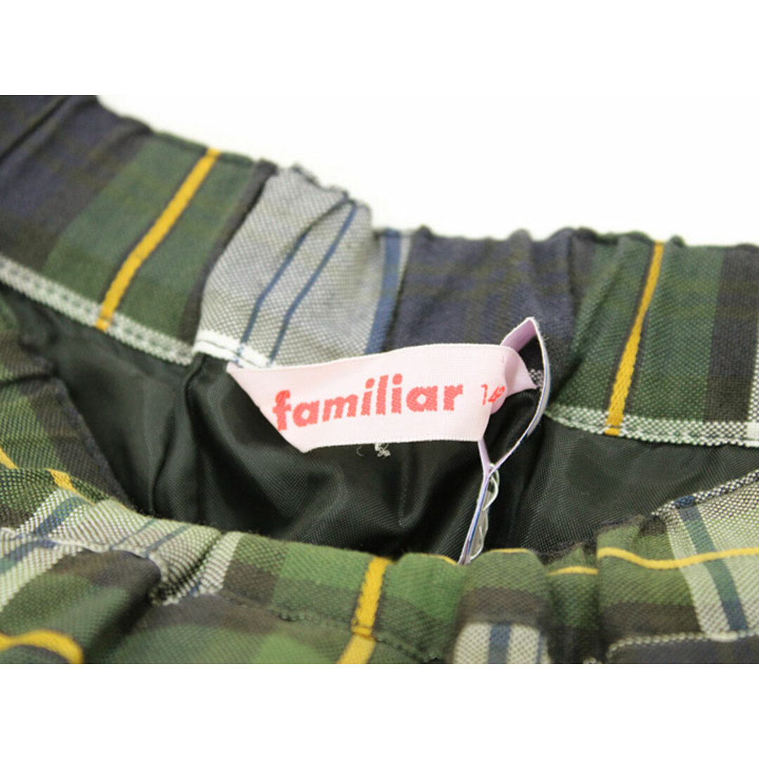 familiar(ファミリア)の【春夏物 新入荷!】▲ファミリア/familiar▲140cm ボックスプリーツスカート 緑×紺系 チェック フォーマル お稽古 通塾 通学 スクール 冠婚葬祭【中古】子供服 キッズ kids ジュニア 女の子 春夏 bottoms fml 524042 キッズ/ベビー/マタニティのキッズ服女の子用(90cm~)(スカート)の商品写真