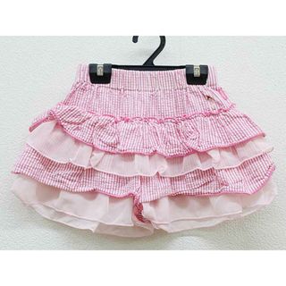 ミキハウス(mikihouse)の【春夏物 新入荷!】▼ミキハウス/mikihouse▼90cm キュロットスカート/キュロットパンツ/ショートパンツ ピンク×白 【中古】 子供 キッズ kids ベビー服 baby 女の子  春夏 bottoms 424042(その他)