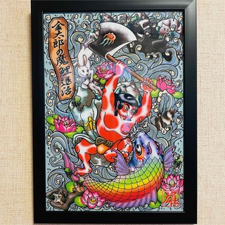yuichiオリジナル『金太郎の魔鯉退治』A4イラストボード付き(アート/写真)